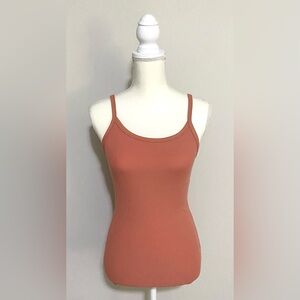 No Boundaries Womens S Solid Salmon/Coral Pink Ribbed Cami Tank Top Boho Classic
